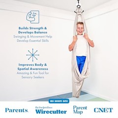 Sensory Swing for Kids & Adults – Holds 300lbs, 110″ Swing + No Swivel Gray