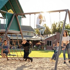Lifetime 91069 Big Stuff Earthtone Swing Set – Durable Outdoor Play Playground