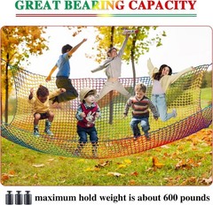 Climbing Cargo Net, 6.5′ X 9.8′ Double Layers Playground Safety Net, Kids Bac…