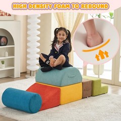 jela Kids Foam Climbing Blocks 6Pcs Soft Play Equipment Miss Fabric, Toddler