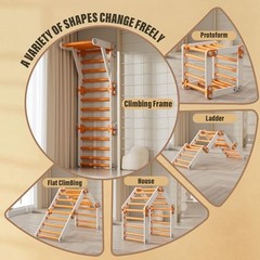 Toddler Climbing Gym Indoor, Foldable Pikler Triangle Set () | Indoor Orange