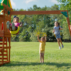 Cedar Wooden Swing Set Backyard Toddler Kids Outdoor Slide Playground Activity