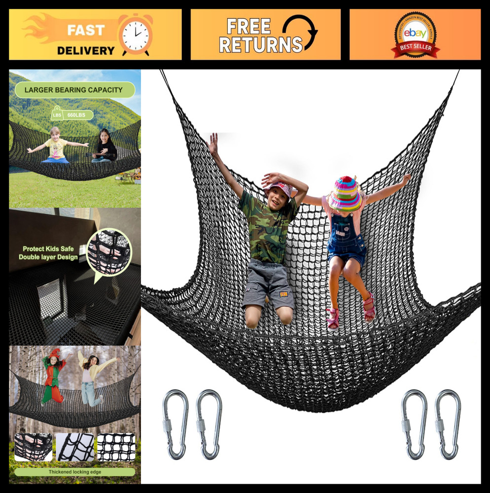 Kids Climbing Cargo Net 6.5×9.8ft – Playground Safety Net for Tree House, Obstac