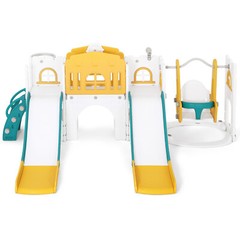 Kids Double Slides and Swing Set Toddler Climb Playset Outdoor Indoor Playground