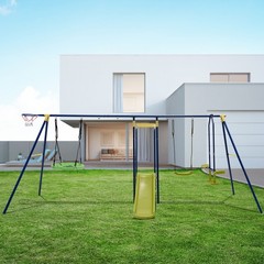 7-in-1 Kids Swing Combo Set w/ Adjustable Ropes & 8 Ground Stakes for Outdoor