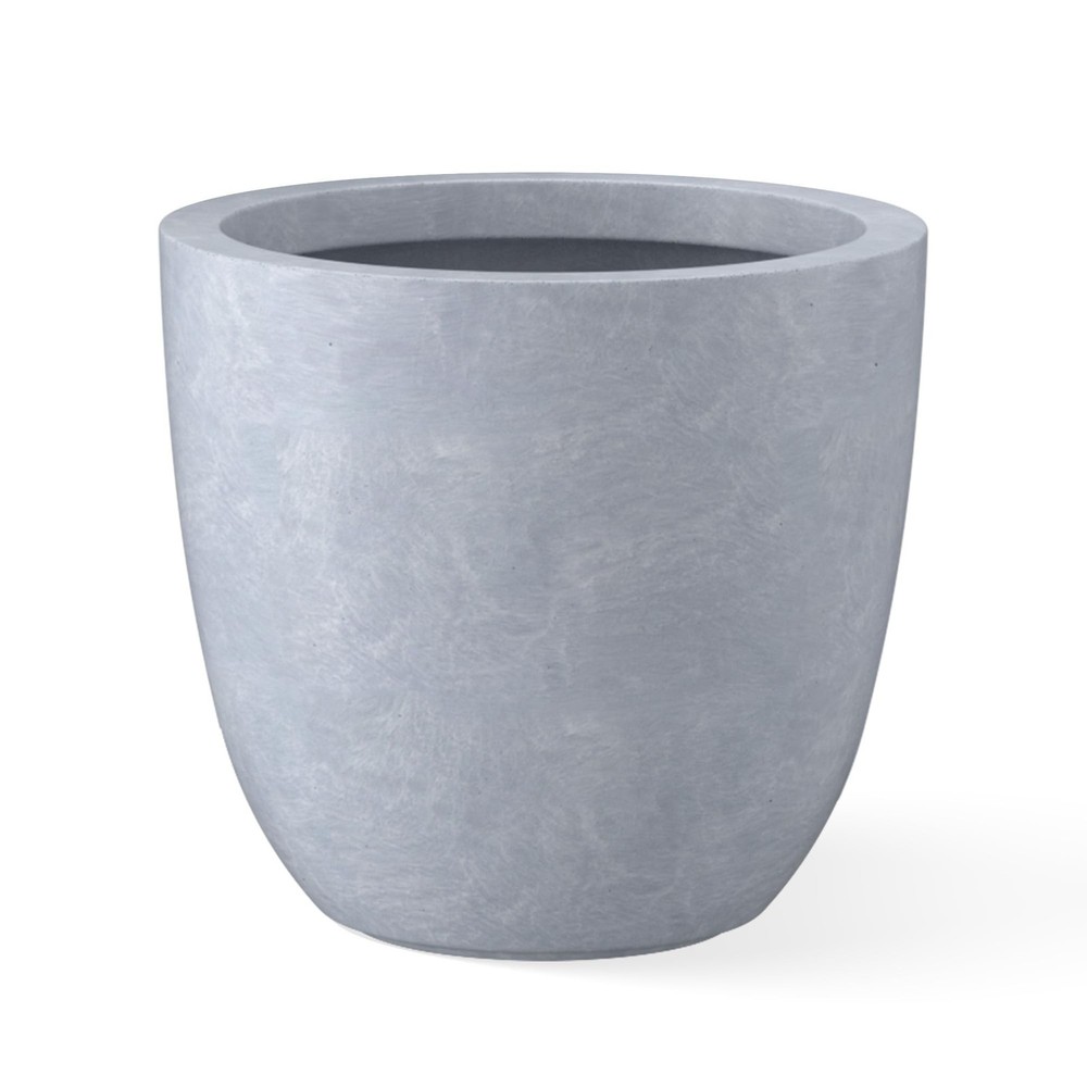 Kante Accent Round Bowl Blue Gray Concrete Planter 14″ Dia, Outdoor | Rubber …