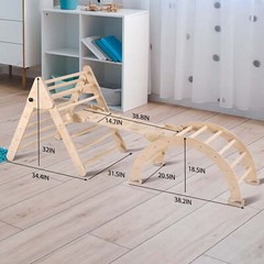 Climber Slide Kids Set Playground Foldable Wooden Montessori with Ramp Rocker