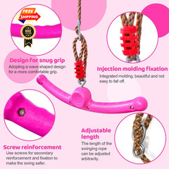 Ninja-Twister 360° Spin Handle: Slackline Swing Attachment for Kids Rose Red