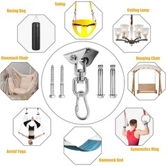 Hammock Hanging Kit Heavy Duty 360° Rotating Hanging Swing Hooks Stainless St…