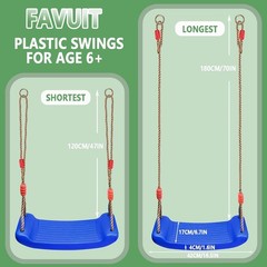 Plastic Swing Seat W/ Adjustable Rope 220 lb Capacity Blue 16.5 x 6.7 x 1.6 in