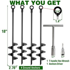 Heavy Duty 18 Inch Ground Anchor Kit 4 Pack Screw in Heavy Duty Swing Set