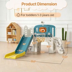 9 in 1 Toddler Slide, Kid Slide for Toddlers Age 1-3 with Ring Toss, Basketba…