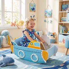 Climbing Toy for Toddlers 1+, Submarine-Themed Wooden Montessori Climbing Set