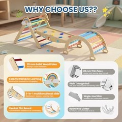 10-in-1 Toddler Climbing Triangle Set, Montessori Indoor Play Structure with Arc