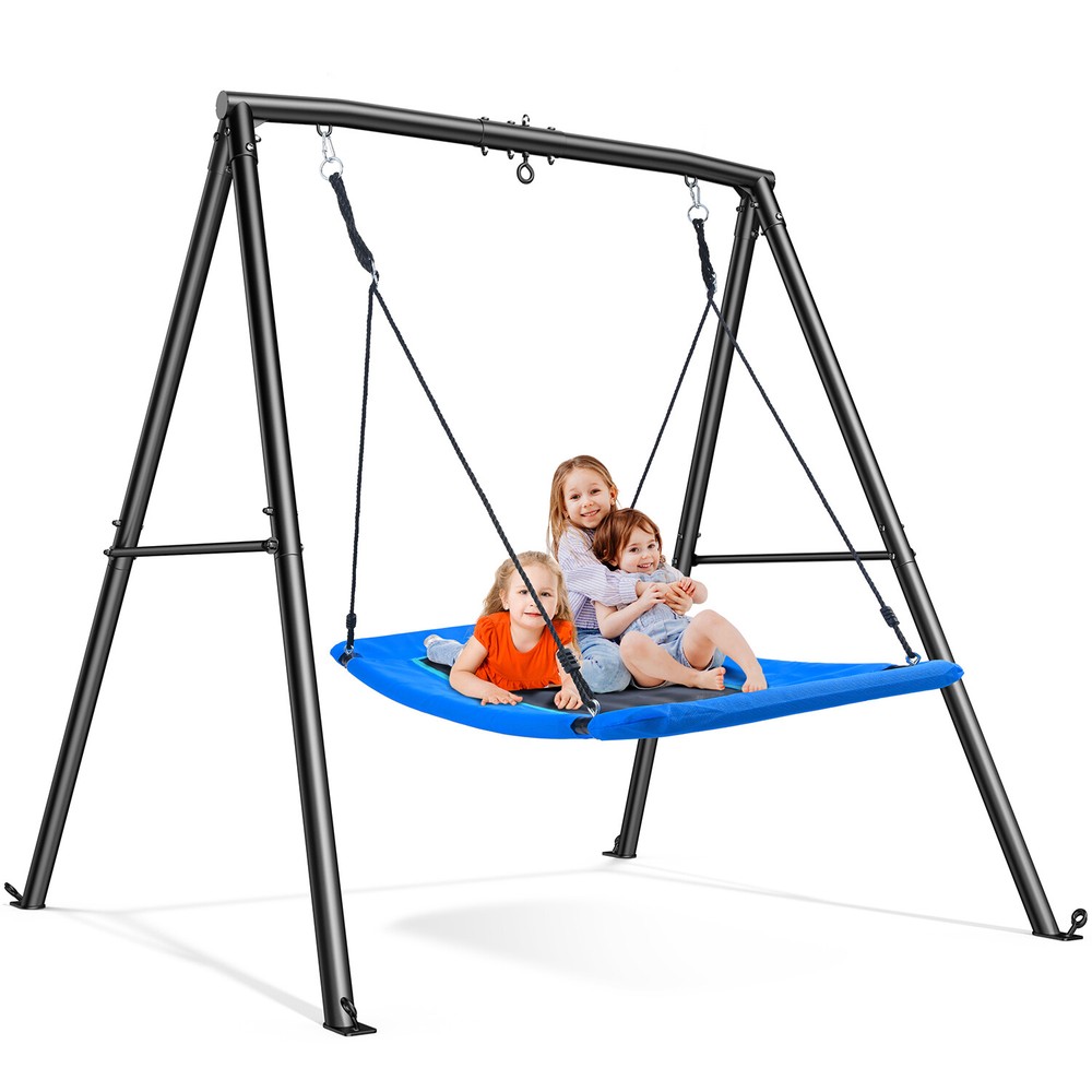 Metal Swing Set 60″ Large Platform Swing 440lbs Heavy Duty Kids Backyard Playset