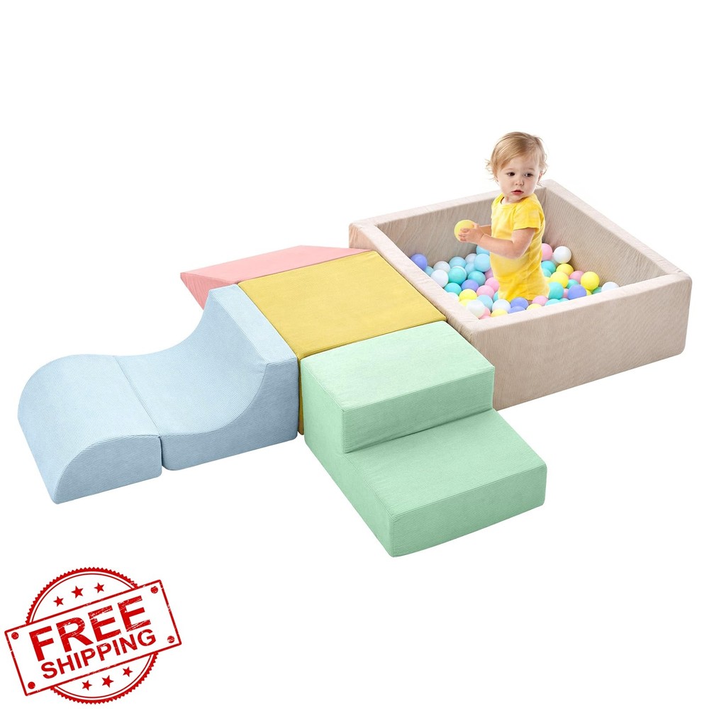 QUCHI Foam Climbing Blocks for Toddlers Indoor Play Set Blue