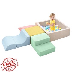 QUCHI Foam Climbing Blocks for Toddlers Indoor Play Set Blue