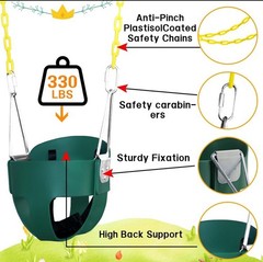 High Back Full Bucket Toddler Swing Seat with 3- Point Adjustable Safety Harness