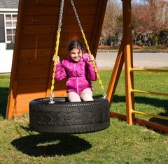 Rubber Tire Swing for Backyard Outdoor Playsets – 3 Rubber Coated Swing Chains