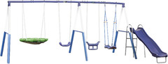 Surf N Swing Painted Steel 5 Station Kids Outdoor Backyard Swing and Play Set wi