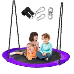 43 inch Saucer Tree Swing for Kids,Durable Textilene Round Swing Heavy Blue