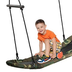 Skycurve Platform Tree Swing, Surfing Rectangle Swing with Handles, Camo Green