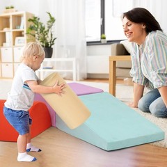 Soft Foam Climbing Blocks for Toddlers, Indoor Playset with Suede Fabric PCS 6