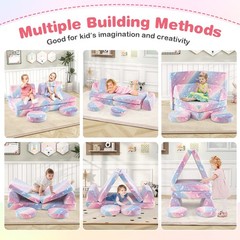Modular Kids Play Couch Set Glow in Dark Portable Handles Color Soft Foam Sofa
