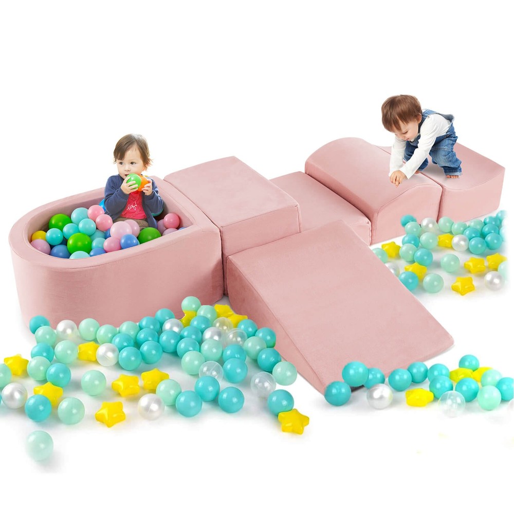5PCS Climb and Crawl Playset with Ball Pit for Kids Zippers for Playroom