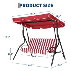 3-Seat Patio Swing: Adjustable Canopy, Heavy-Duty Steel, Waterproof Cushions
