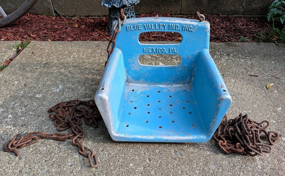 Vintage Metal Playground Swing Seat Blue Valley Industries Mexico Pennsylvania