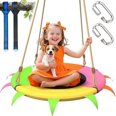 Saucer Swing for Kids Outdoor – 400lb Heavy-Duty Tree Swing with Adjustable