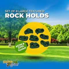 SWING SET STUFF SMALL TEXTURED ROCK HOLDS SET OF 8 MOUNTING HARDWARE GREEN 0014