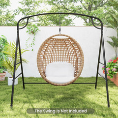 Metal Swing Frame, Porch Swing Stand with Extra Side Bars, 3-Ring Design, Heavy