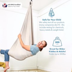 Sensory Swing for Kids & Adults – Holds 300lbs, 110″ Swing + No Swivel Gray