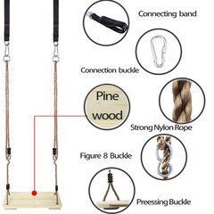 Outdoor Swing, KINSPORY Swing Set for Backyard, Adjustable Nylon Rope with Hangi