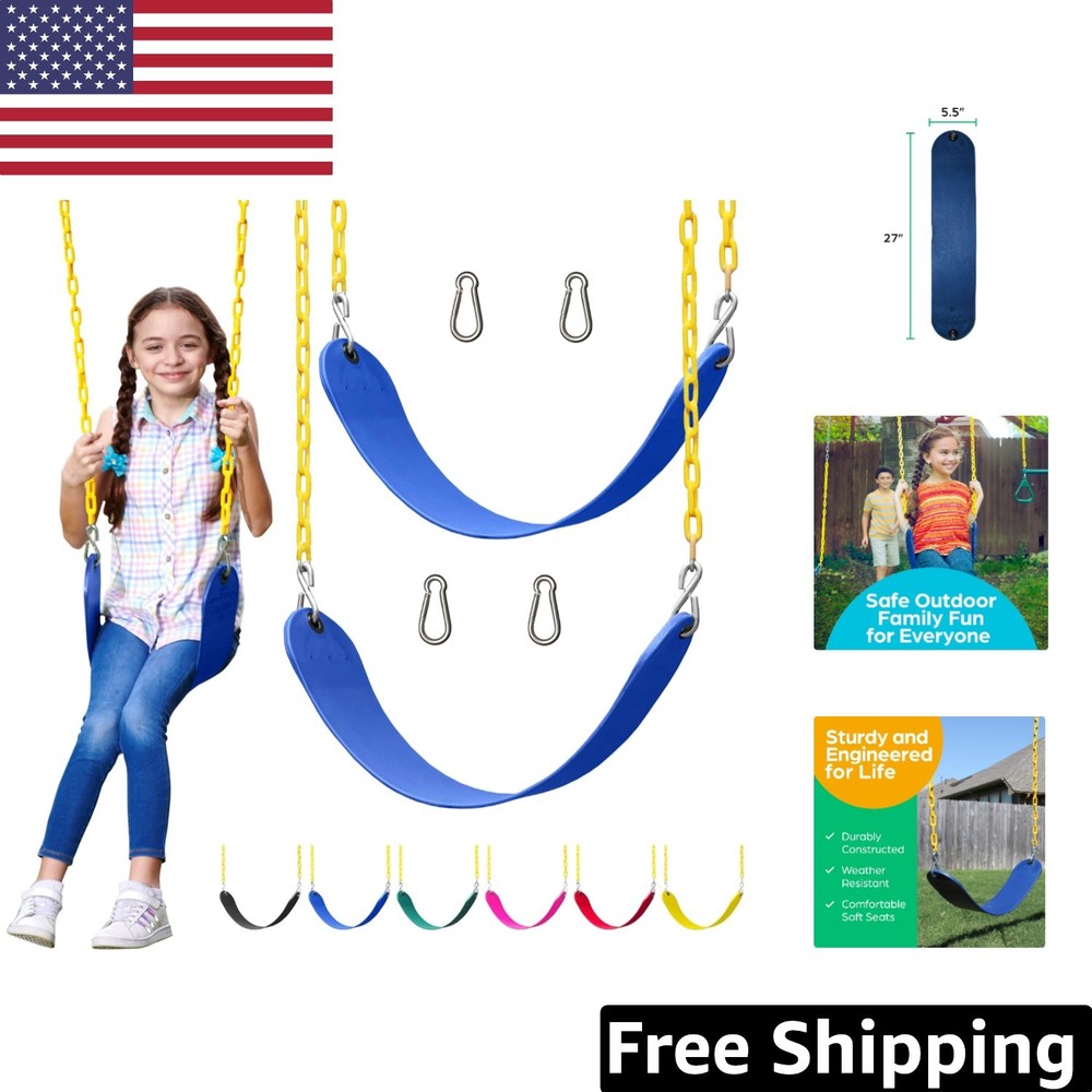 Pinch-Free Blue Swing Seat Replacement Kit for Safe Outdoor Play – 2 Pack