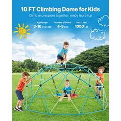 Uimoso 10FT Geometric Climbing Dome with Swing, Supports Up to 1000LBS