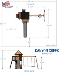 Canyon Creek Cedar Wood Swing Set with Wave Slide, Clubhouse, Play Kitchen, Picn