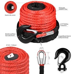 3/8″ x 92ft Synthetic Winch Rope, 26500lbs Winch Rope 3/8″ x 92ft, 26500lbs