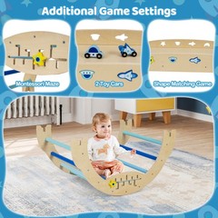 Spaceman Theme Wooden Montessori Climbing Set w/Arch Ramp Climbing Rope & Ladder