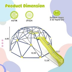 13.3 FT Climbing Dome Geometric Dome Climber with Extended Wavy Slide