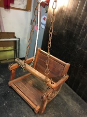 Vintage Bent Wood Slatted Childs Swing Set Seat GYM DANDY Folding Free Shipping
