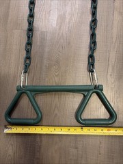 Trapeze Bar W/Handles For Swing Set Used Coated Chain Green Plastic Playground