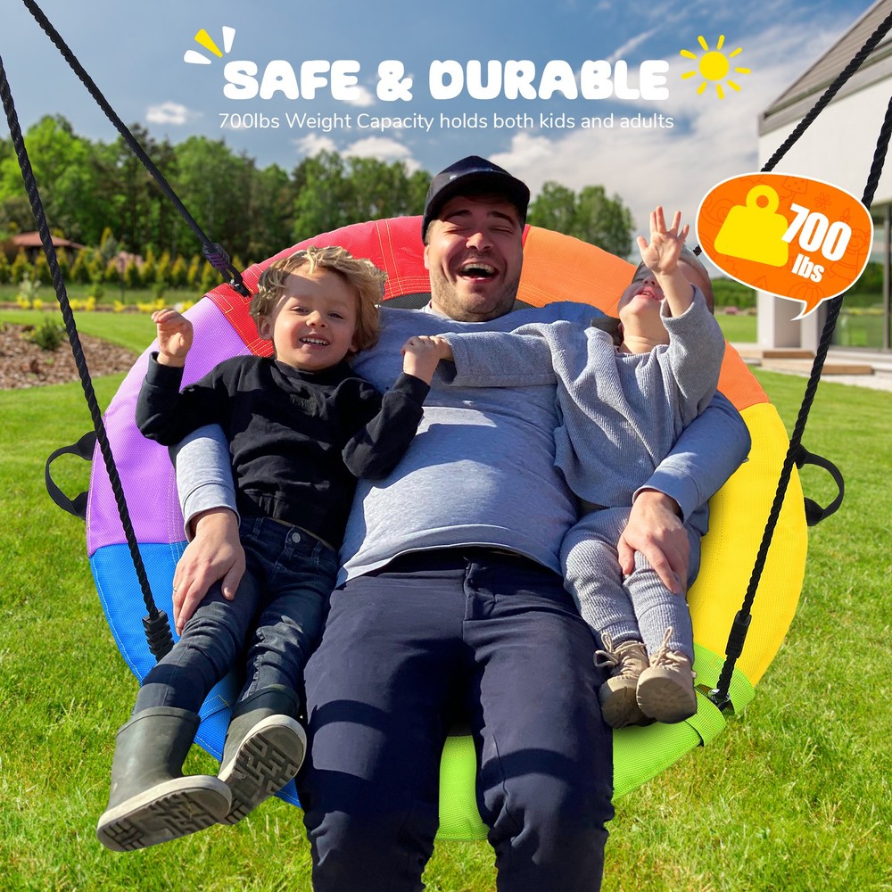 40″ Saucer Tree Swing Seat Outdoor Round Swing for Children Adults Outdoor 770lb