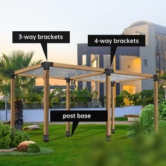 Grehitk Pergola Kit, Pergola Brackets 3-Way Right Angle Corner Bracket Woodwo…