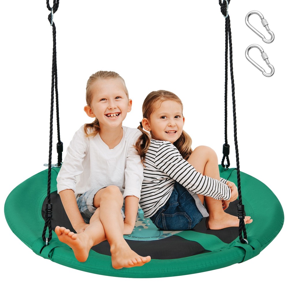 40″ Saucer Tree Swing w/ Adjustable Hanging Ropes for Backyard or Outdoor Green