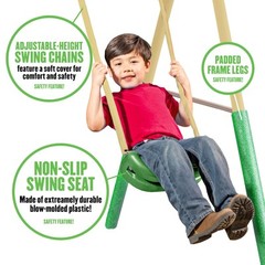 Kids Heavy Duty Steel Swing Set With UFO Disc Swing Belt Swings 5 Ft Wave Slide