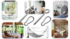 Heavy Duty Black or Silver 1000lb Load Hammock Hanging Kits with Locking Cara…