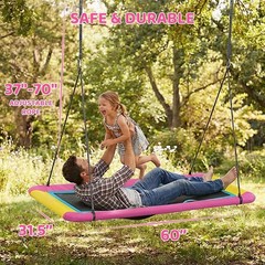 60” Rectangle Platform Tree Swing for Kids and Adults, Giant Flying Swing